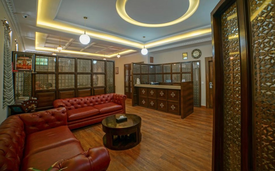 Luxury hotel ambiance with elegant lighting